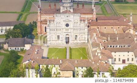 Front view of Certosa di Pavia abbey at sunny day Front view of Certosa di Pavia abbey at sunny day 114879499