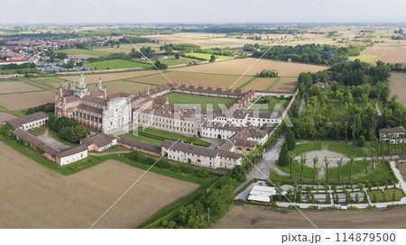 Nice panorama of Certosa di Pavia cathedral at sunny day Nice panorama of Certosa di Pavia cathedral at sunny day 114879500
