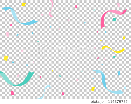 Colorful confetti and ribbon SALE banner background Colorful confetti and ribbon SALE banner background 114879785