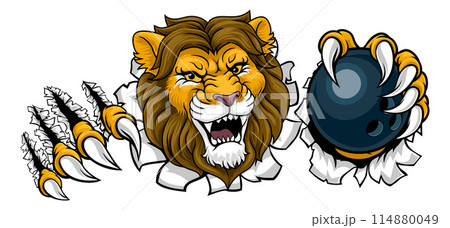 Lion Bowling Ball Animal Sports Team Mascot 114880049
