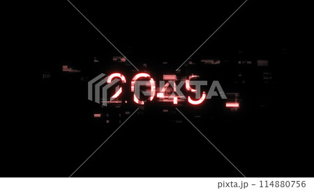 3D rendering 2049 text with screen effects of technological glitches 3D rendering 2049 text with screen effects of technological glitches 114880756