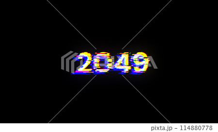 3D rendering 2049 text with screen effects of technological glitches 3D rendering 2049 text with screen effects of technological glitches 114880778