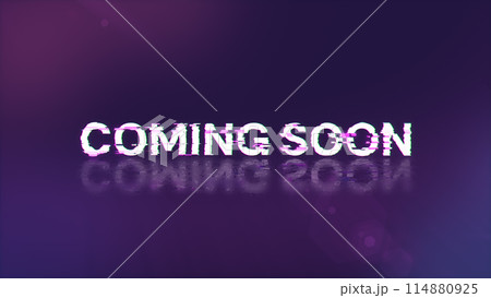 3D rendering coming soon text with screen effects of technological glitches 3D rendering coming soon text with screen effects of technological glitches 114880925