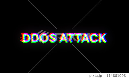 3D rendering ddos attack text with screen effects of technological glitches 114881098