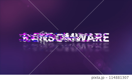 3D rendering ransomware text with screen effects of technological glitches 3D rendering ransomware text with screen effects of technological glitches 114881307