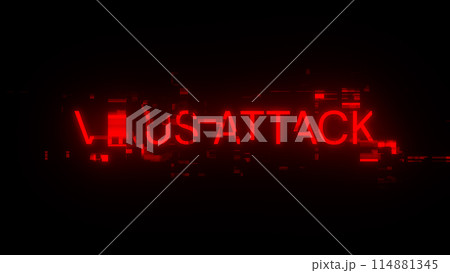 3D rendering virus attack text with screen effects of technological glitches 114881345
