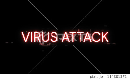 3D rendering virus attack text with screen effects of technological glitches 114881371