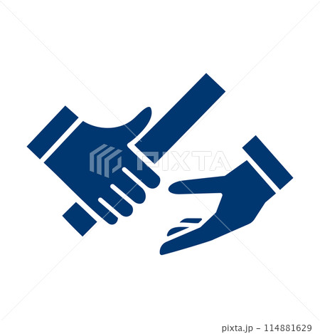 バトンを渡す手のシンプルなビジネスアイコン 114881629