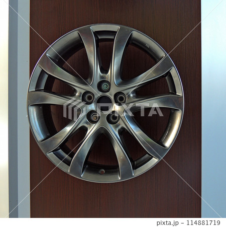 Designer Gray Painted Alloy Wheel Rim Isolated Designer Gray Painted Alloy Wheel Rim Isolated 114881719