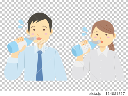 一組西裝男女補水插畫 114881827