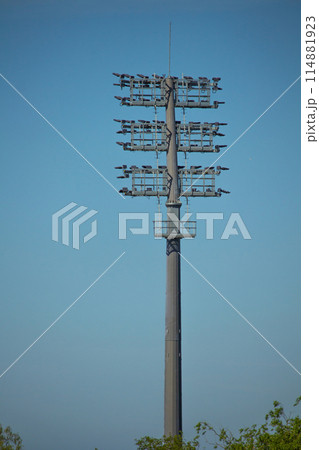 Sports stadium lighting system. The lights of a football stadium 114881923