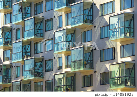 Modern apartment buildings on a sunny day. 114881925