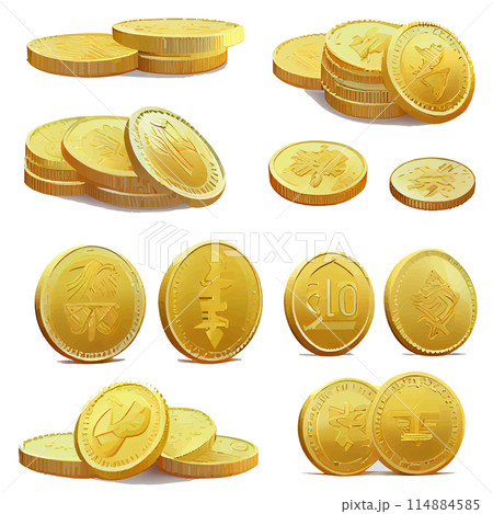set vector illustration of gold coins isolate on white background set vector illustration of gold coins isolate on white background 114884585