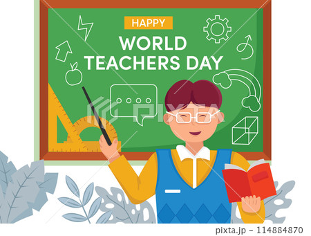 Flat illustration for world teachers' day. Cartoon flat illustration Flat illustration for world teachers' day. Cartoon flat illustration 114884870