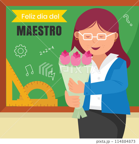 Flat teachers' day illustration in spanish. Vector illustration Flat teachers' day illustration in spanish. Vector illustration 114884873
