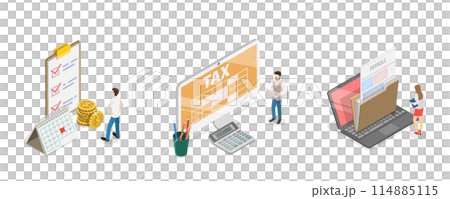 3D Isometric Flat Conceptual Illustration of Financial Operation, Paycheck Stub, Salary Statement 3D Isometric Flat Conceptual Illustration of Financial Operation, Paycheck Stub, Salary Statement 114885115