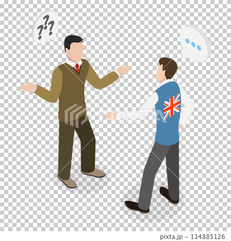 3D Isometric Flat  Conceptual Illustration of Linguistic Barrier, Communication Problems 114885126