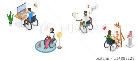 3D Isometric Flat Conceptual Illustration of Life With Disability, Inclusion Society 3D Isometric Flat Conceptual Illustration of Life With Disability, Inclusion Society 114885129