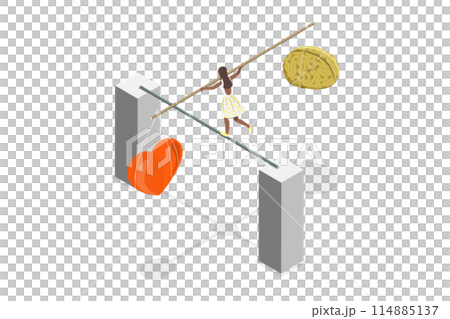 3D Isometric Flat  Conceptual Illustration of Body And Brain Harmony, Logic and Feel 114885137