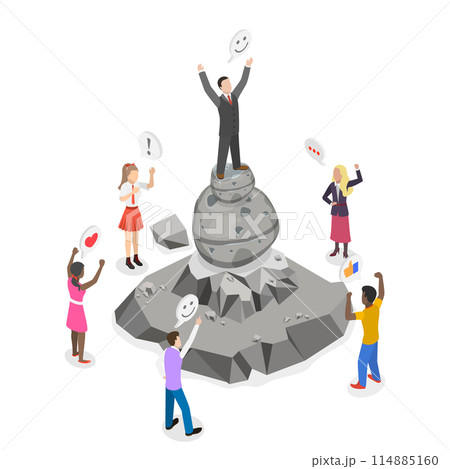 3D Isometric Flat  Conceptual Illustration of I Can Do It, Nothing is Impossible 3D Isometric Flat  Conceptual Illustration of I Can Do It, Nothing is Impossible 114885160
