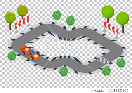 3D Isometric Flat  Conceptual Illustration of Go Kart , Karting Sport 114885165