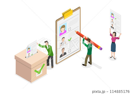 3D Isometric Flat Conceptual Illustration of Democracy Election, Referendum or Poll Choice Event 3D Isometric Flat Conceptual Illustration of Democracy Election, Referendum or Poll Choice Event 114885176