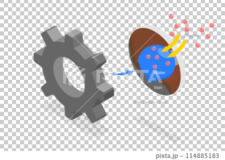 3D Isometric Flat Conceptual Illustration of Rust Formation, Metal Corrosion Process 3D Isometric Flat Conceptual Illustration of Rust Formation, Metal Corrosion Process 114885183