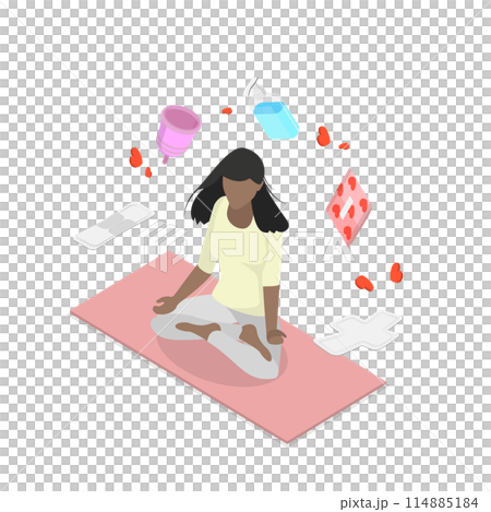 3D Isometric Flat Conceptual Illustration of Feminine Hygiene, Female Intimate Health 3D Isometric Flat Conceptual Illustration of Feminine Hygiene, Female Intimate Health 114885184