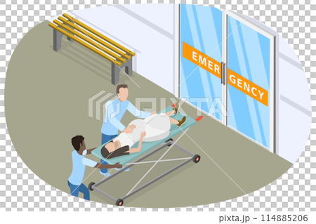 3D Isometric Flat  Conceptual Illustration of Urgent Giving Birth, Emergency 114885206