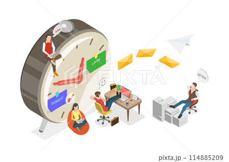 3D Isometric Flat Conceptual Illustration of Procrastination, Unprofitable Time, Do It Later 3D Isometric Flat Conceptual Illustration of Procrastination, Unprofitable Time, Do It Later 114885209