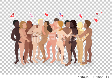 3D Isometric Flat  Conceptual Illustration of Polyamory, Nonmonogamous Relationship 114885214