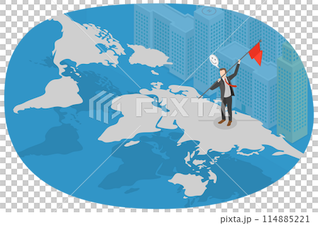 3D Isometric Flat  Conceptual Illustration of Business Expansion, Franchise in New Location 114885221
