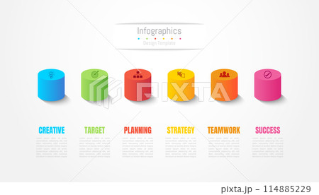 Infographic 6 options design elements for your business data. Vector Illustration. 114885229
