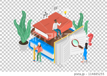 3D Isometric Flat  Conceptual Illustration of Guidance Booklet, User Manual 114885255