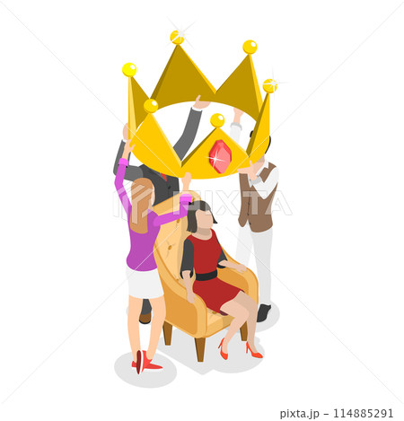3D Isometric Flat  Conceptual Illustration of Beauty Pageant, Internet Celebrity 114885291