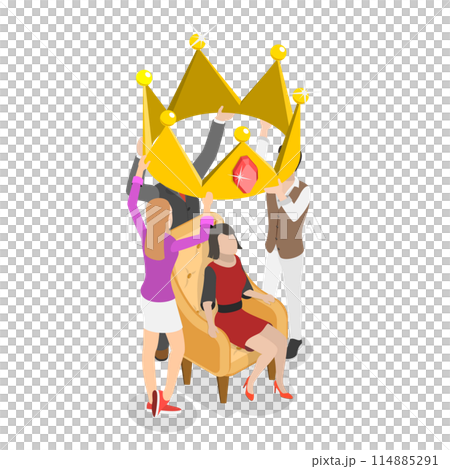 3D Isometric Flat  Conceptual Illustration of Beauty Pageant, Internet Celebrity 114885291