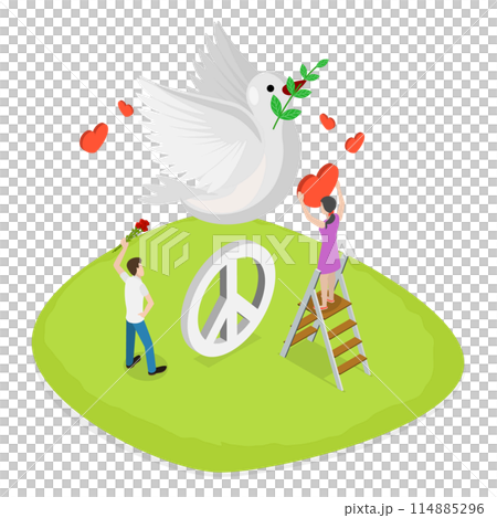 3D Isometric Flat  Icon of Peace International Day, Calm and Harmony 114885296