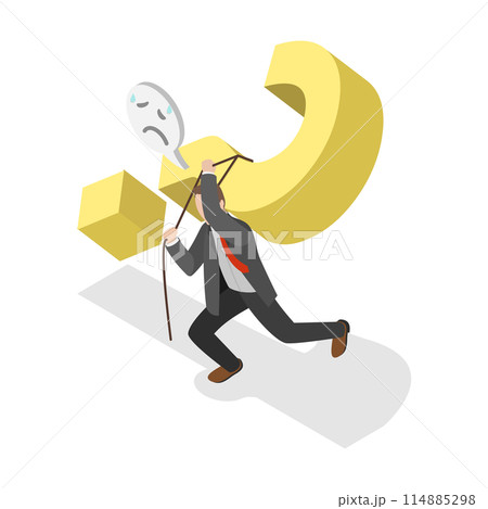 3D Isometric Flat  Conceptual Illustration of Hard Question , Communication Problem 114885298