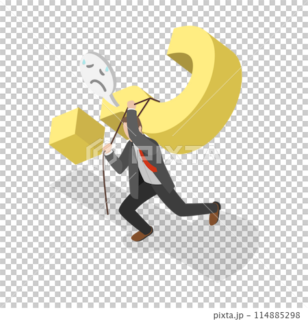 3D Isometric Flat  Conceptual Illustration of Hard Question , Communication Problem 114885298