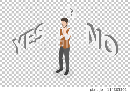3D Isometric Flat  Conceptual Illustration of Choose Yes Or No, Right or Wrong 114885301