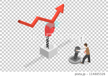 3D Isometric Flat Conceptual Illustration of Stock Market Rebound, Economical Rise After a Fall 3D Isometric Flat Conceptual Illustration of Stock Market Rebound, Economical Rise After a Fall 114885326