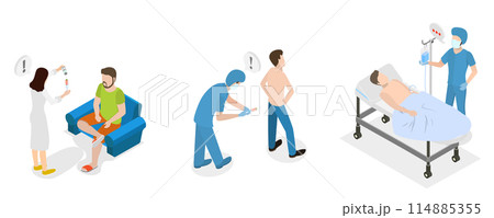 3D Isometric Flat  Conceptual Illustration of Anesthesiology, Medical Sedation 114885355