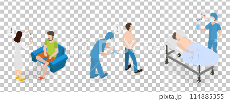 3D Isometric Flat  Conceptual Illustration of Anesthesiology, Medical Sedation 114885355