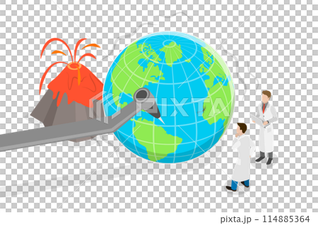 3D Isometric Flat  Conceptual Illustration of Predicting Natural Disasters, Gathering Seismic Data 114885364