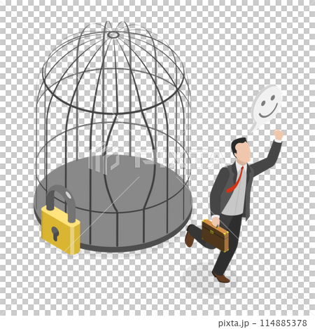 3D Isometric Flat Conceptual Illustration of Escape From Routine, Freedom and Rehabilitation 3D Isometric Flat Conceptual Illustration of Escape From Routine, Freedom and Rehabilitation 114885378