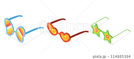 3D Isometric Flat Set of Groovy Sunglasses, Various Trendy Shapes 3D Isometric Flat Set of Groovy Sunglasses, Various Trendy Shapes 114885384