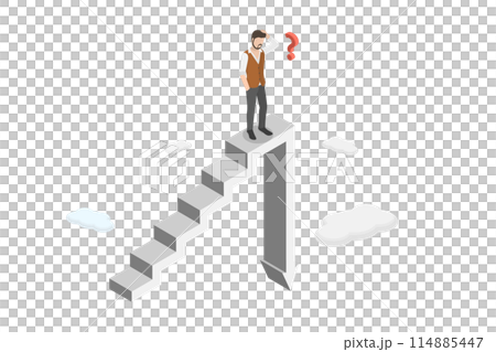 3D Isometric Flat  Conceptual Illustration of Stock Market Decline, Inflationary Financial Crisis 114885447