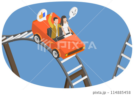 3D Isometric Flat Conceptual Illustration of Rollercoaster Rides, Entertainment, Amusement Park 3D Isometric Flat Conceptual Illustration of Rollercoaster Rides, Entertainment, Amusement Park 114885458