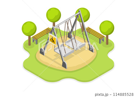 3D Isometric Flat Conceptual Illustration of Playground For Disabled Kids, Outdoor Games for Children with Disabilities 3D Isometric Flat Conceptual Illustration of Playground For Disabled Kids, Outdoor Games for Children with Disabilities 114885528