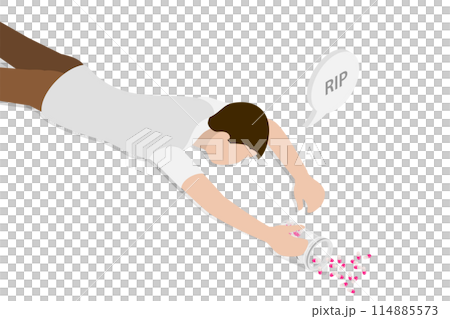 3D Isometric Flat  Conceptual Illustration of Opioid Overdose Epidemic, Drug Addiction 114885573